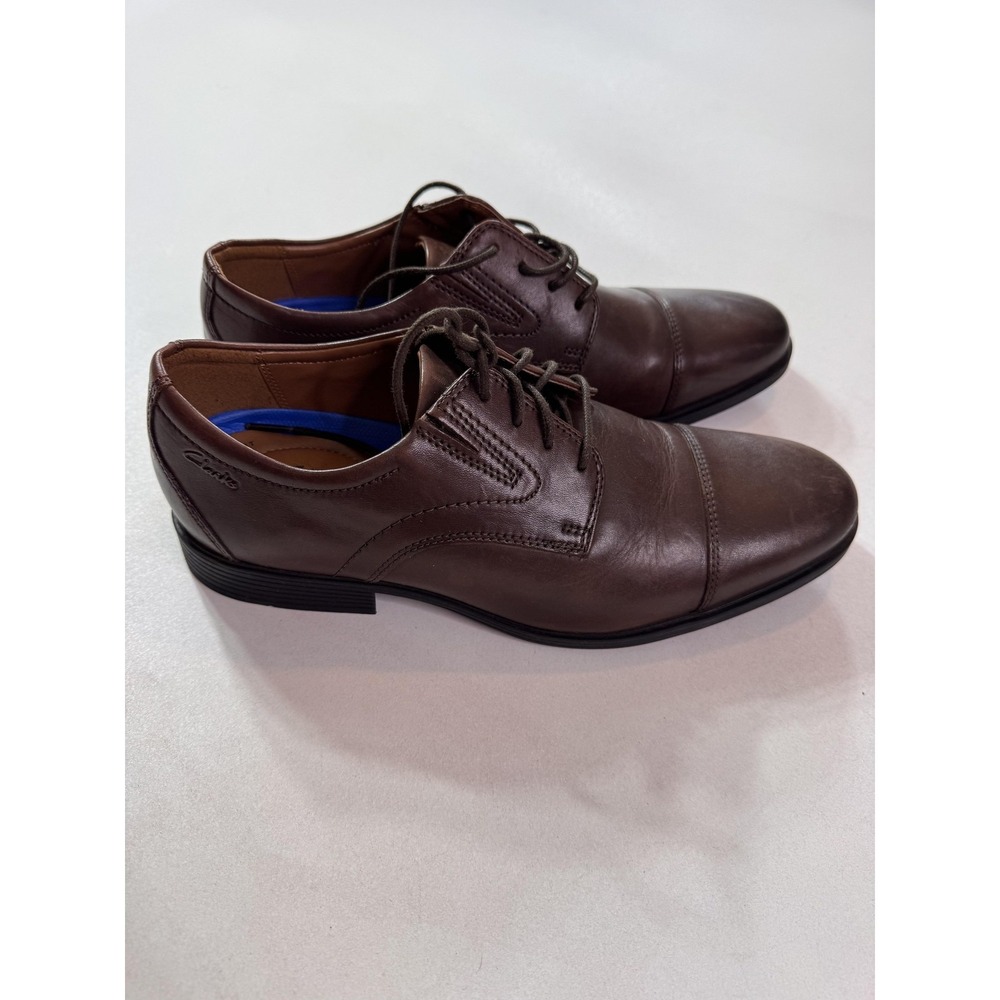 Clarks Extreme Comfort Shoes Mens Size 10 Brown Leather Cap Toe Dress Derby